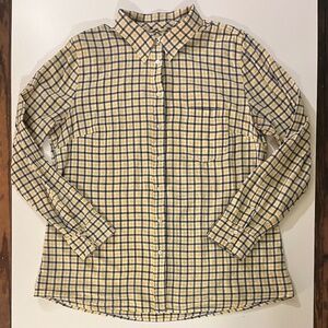 GAP Yellow Plaid Boyfriend Fit Button Down Shirt